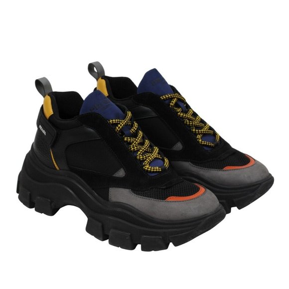 Prada Mens Block Low Chunky Sneakers US10 UK9 Black Grey Blue Logo Hikin… - Picture 1 of 11